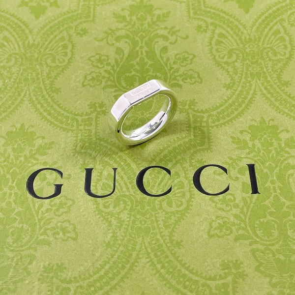 GUCCI Ring logo Silver925 #US 6 Silver unisex Second hand
