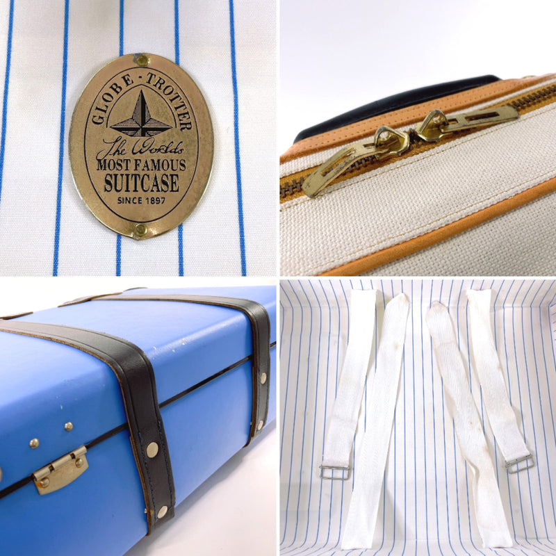 GLOBE TROTTER suitcase Carry-on 2-wheel Vulcanized fiber/leather blue blue unisex Second hand