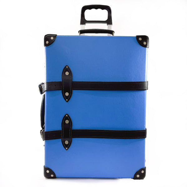 GLOBE TROTTER suitcase Carry-on 2-wheel Vulcanized fiber/leather blue blue unisex Second hand