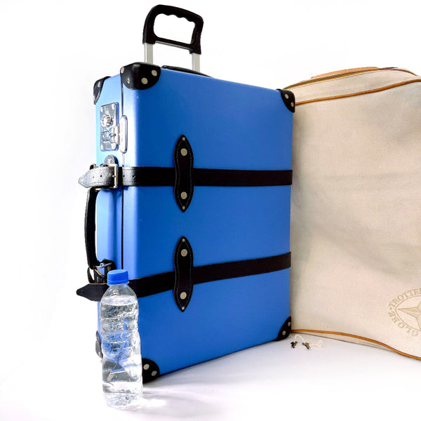GLOBE TROTTER suitcase Carry-on 2-wheel Vulcanized fiber/leather blue blue unisex Second hand