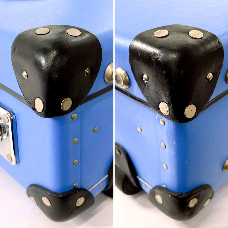GLOBE TROTTER suitcase Carry-on 2-wheel Vulcanized fiber/leather blue blue unisex Second hand