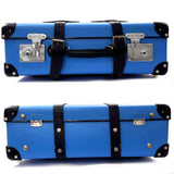 GLOBE TROTTER suitcase Carry-on 2-wheel Vulcanized fiber/leather blue blue unisex Second hand