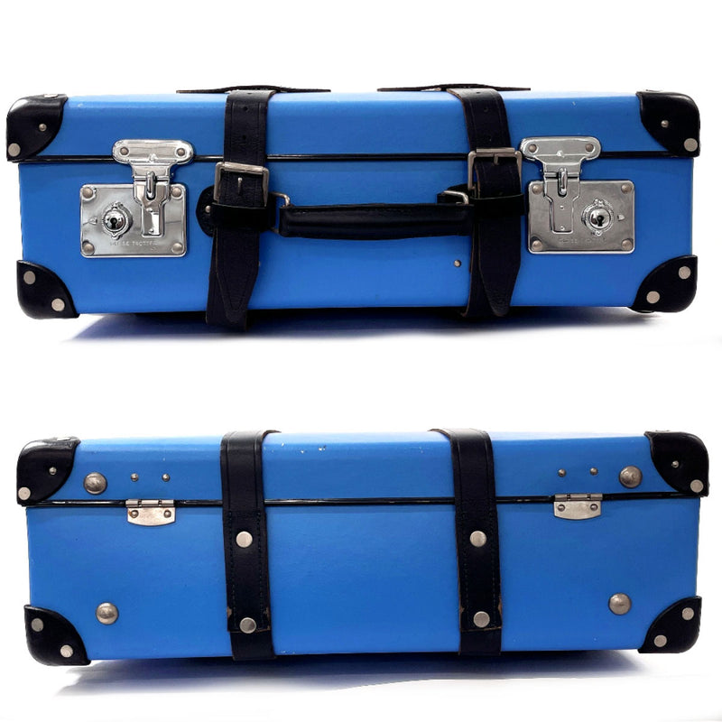 GLOBE TROTTER suitcase Carry-on 2-wheel Vulcanized fiber/leather blue blue unisex Second hand