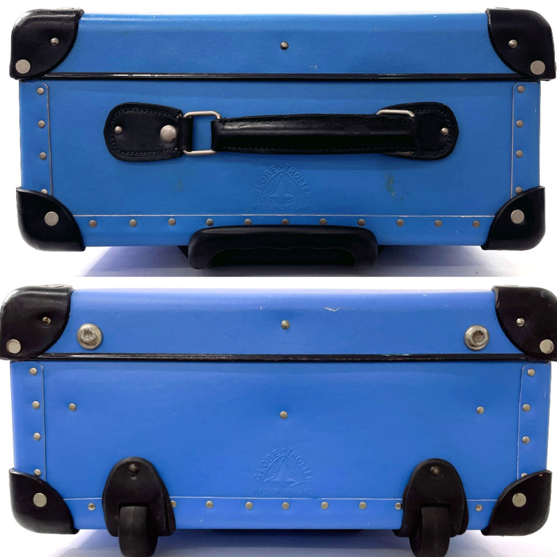 GLOBE TROTTER suitcase Carry-on 2-wheel Vulcanized fiber/leather blue blue unisex Second hand
