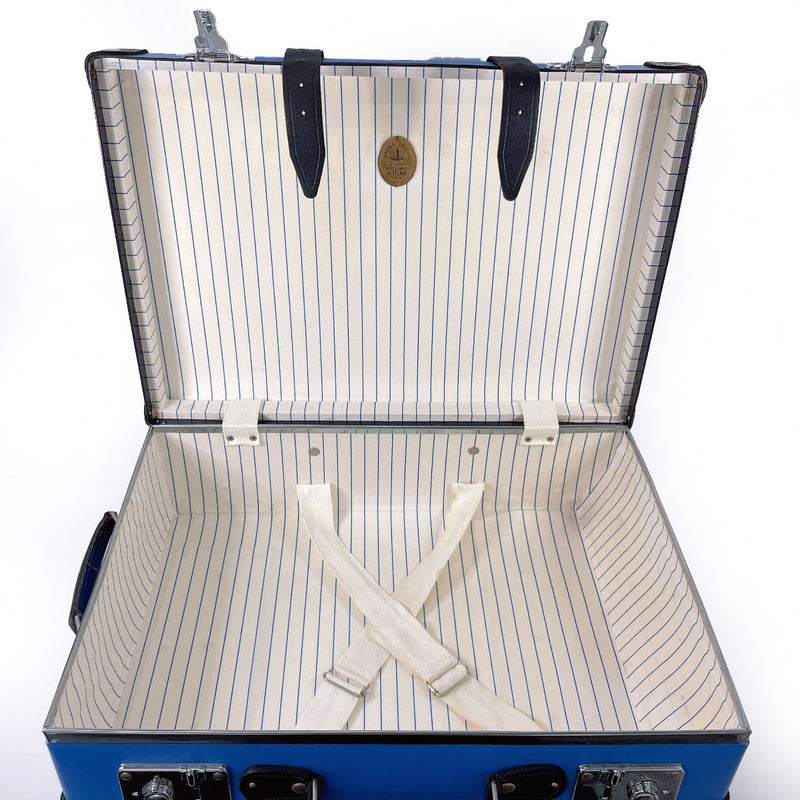GLOBE TROTTER suitcase Carry-on 2-wheel Vulcanized fiber/leather blue blue unisex Second hand