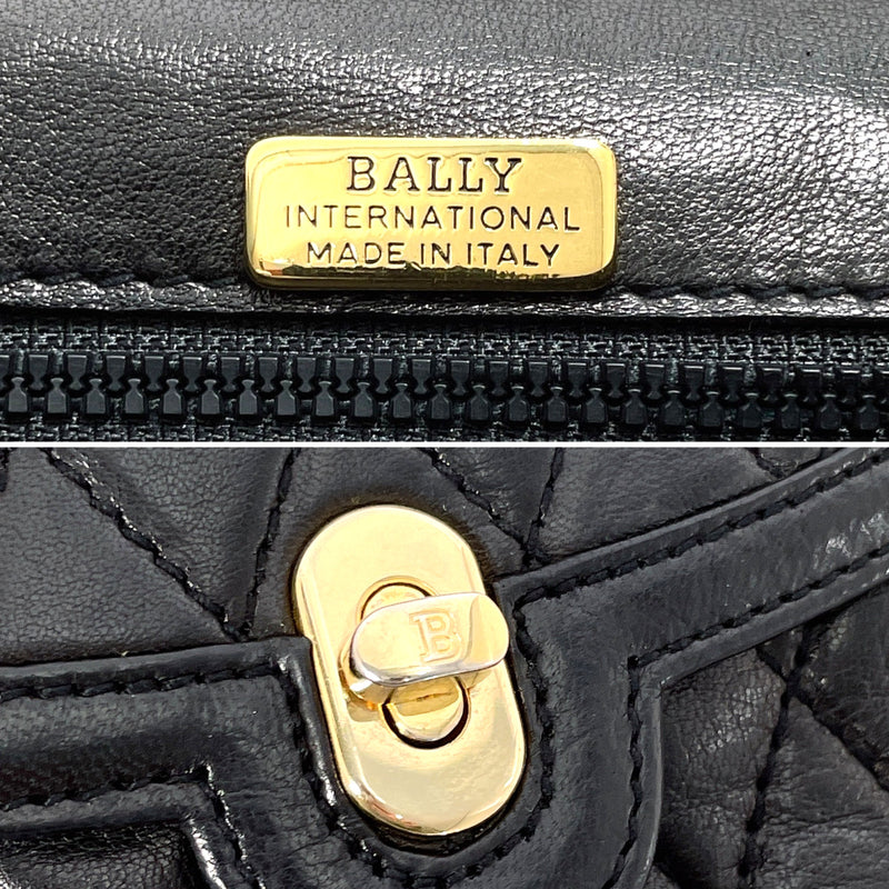 BALLY Shoulder Bag Quilting Chain Shoulder 2WAY leather Black Women Second hand