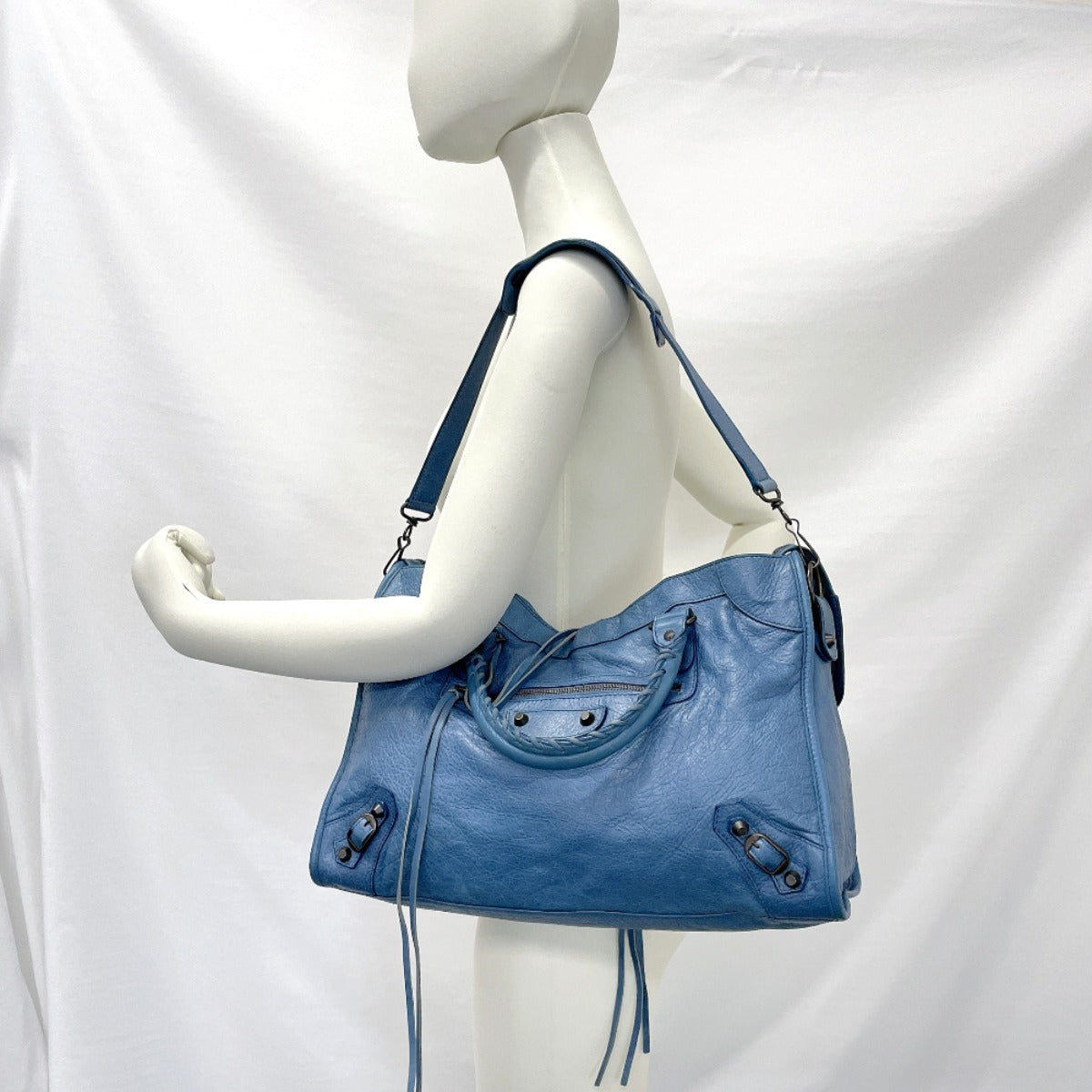BALENCIAGA Handbag 115748・4245 The city leather blue Women Second