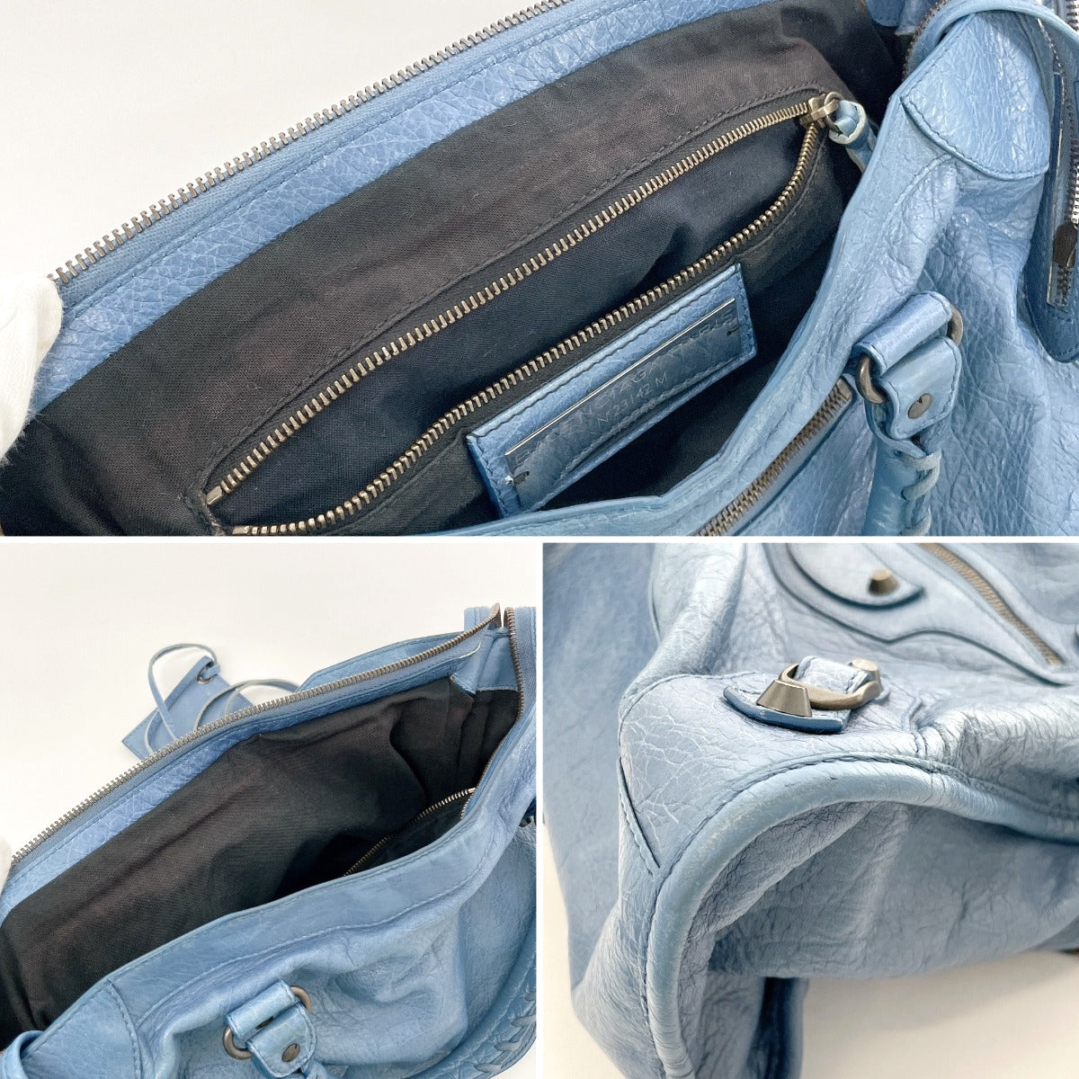 BALENCIAGA Handbag 115748・4245 The city leather blue Women Second