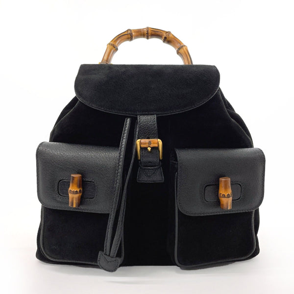 GUCCI Backpack Daypack 003・1998 Bamboo Suede/leather Black Women Second hand