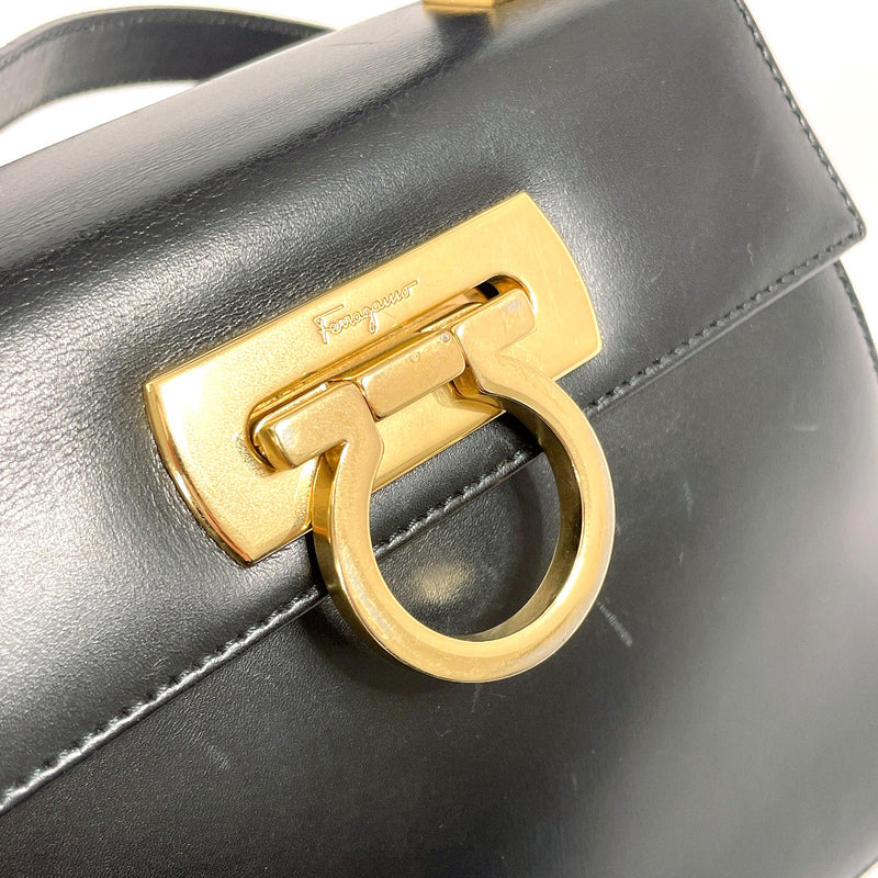 Salvatore Ferragamo Handbag AQ-212193 Gancini 2WAY leather Black Women Second hand