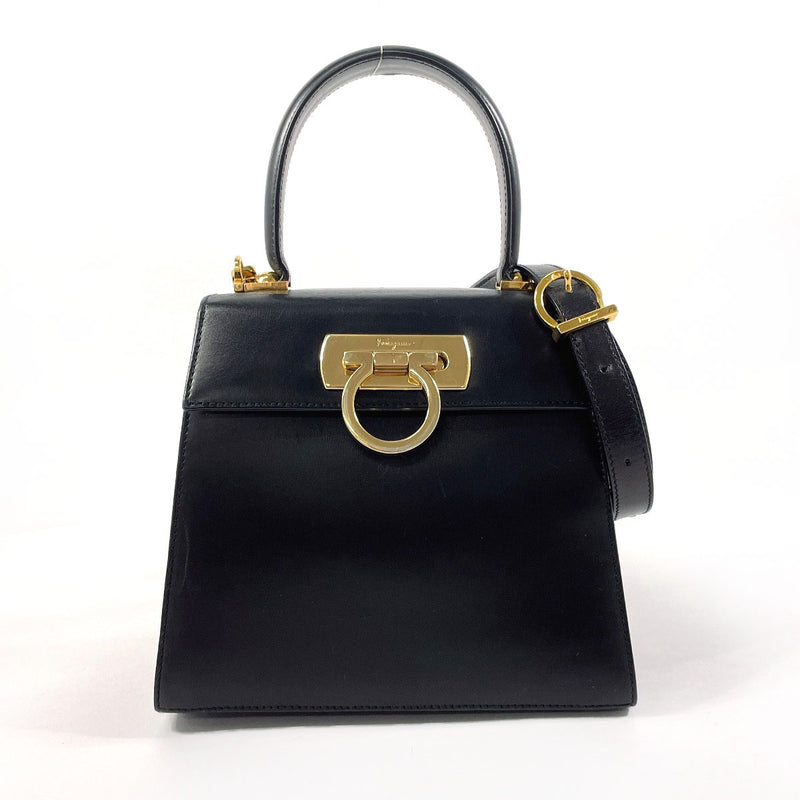 Salvatore Ferragamo Handbag AQ-212193 Gancini 2WAY leather Black Women Second hand