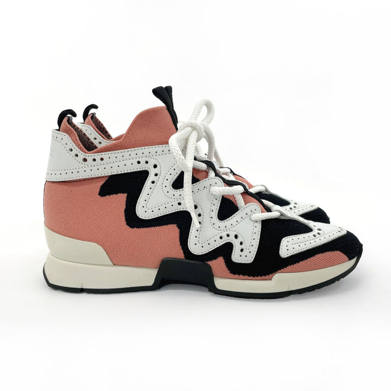 HERMES sneakers leather/canvas pink pink Women Second hand