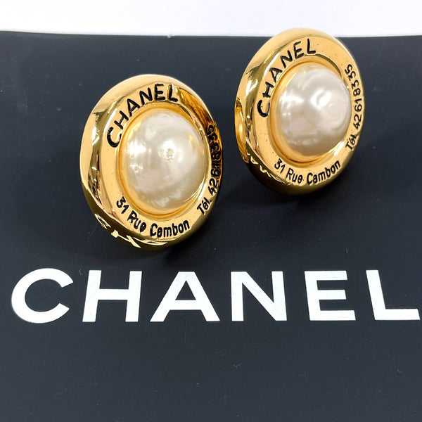 CHANEL Earring 31 RUE CAMBON vintage Gold Plated/Fake pearl gold 2 5 Women Second hand