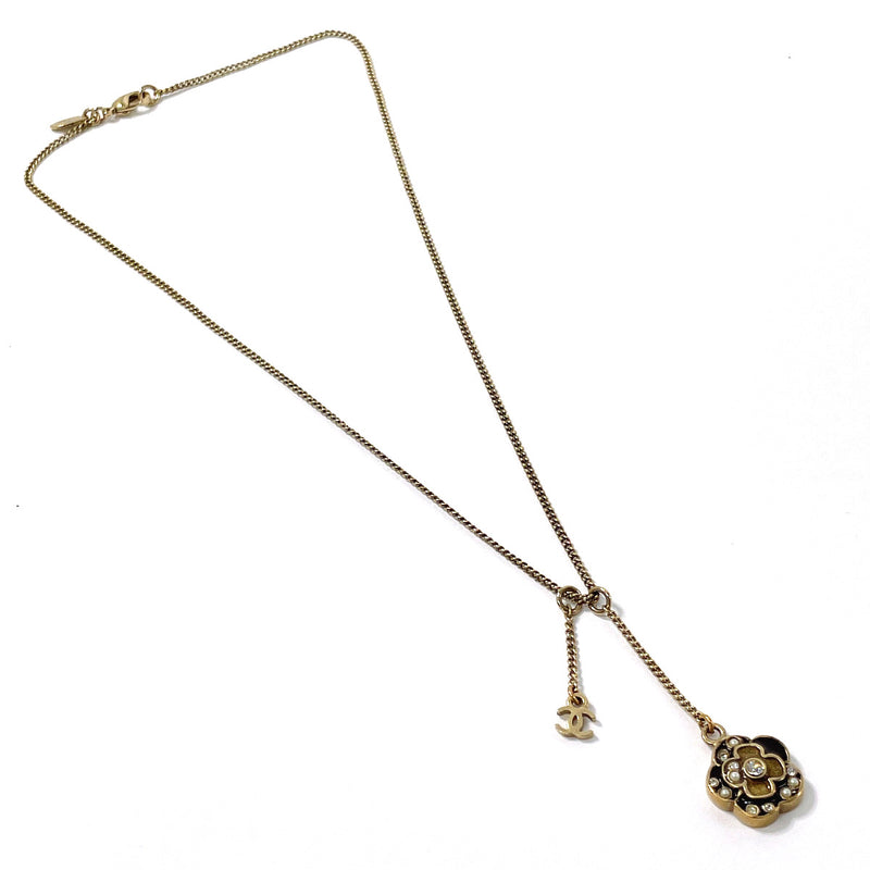 CHANEL Necklace Camellia COCO Mark vintage metal/Rhinestone gold 07 A Women Second hand