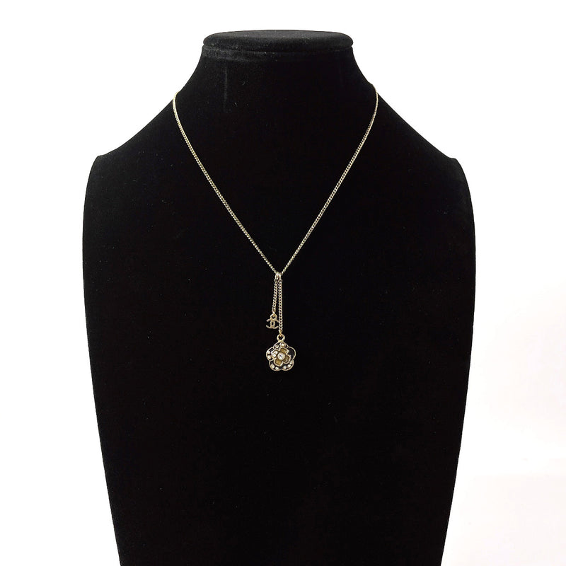 CHANEL Necklace Camellia COCO Mark vintage metal/Rhinestone gold 07 A Women Second hand