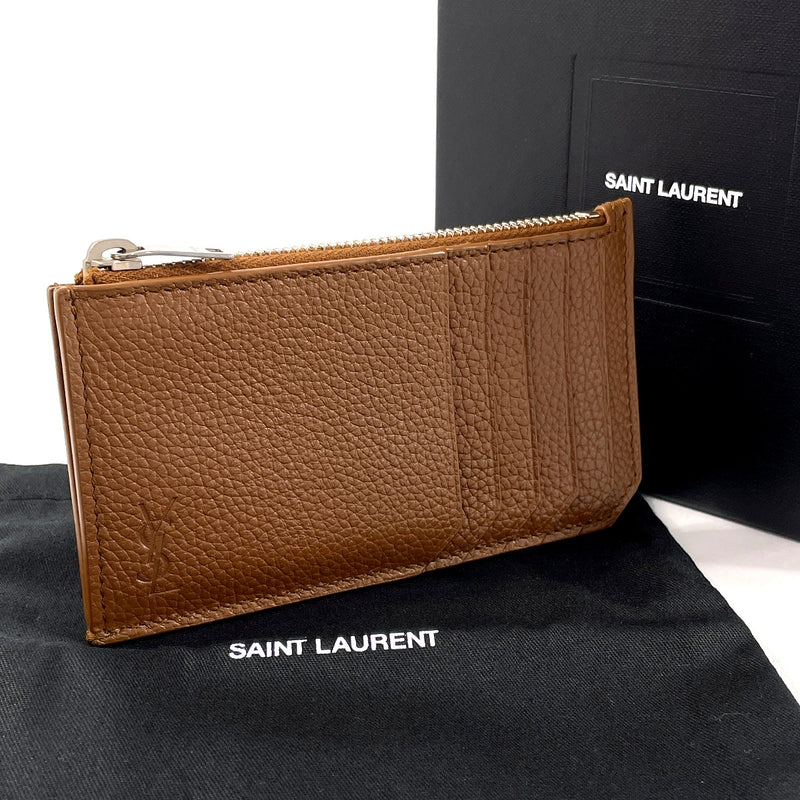 SAINT LAURENT PARIS Card Case 687101 coin purse leather Brown mens Second hand