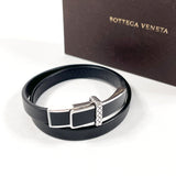 BOTTEGAVENETA bracelet Intrecciato Double loop leather/Silver925 Black mens Second hand