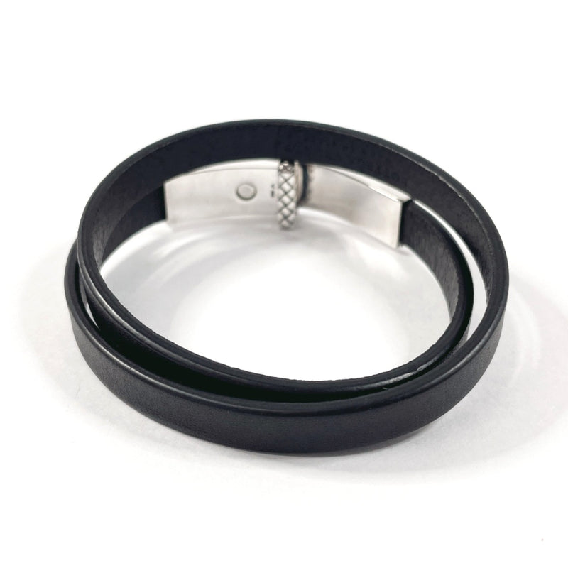 BOTTEGAVENETA bracelet Intrecciato Double loop leather/Silver925 Black mens Second hand