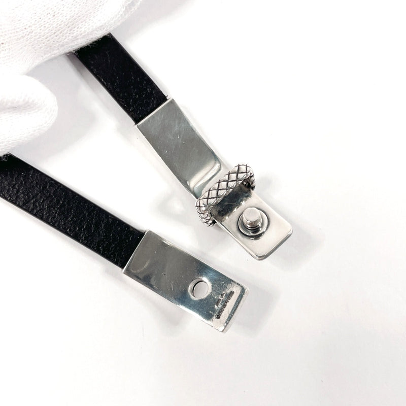 BOTTEGAVENETA bracelet Intrecciato Double loop leather/Silver925 Black mens Second hand