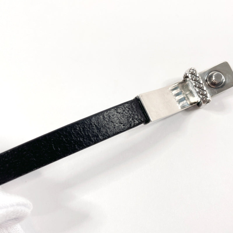 BOTTEGAVENETA bracelet Intrecciato Double loop leather/Silver925 Black mens Second hand
