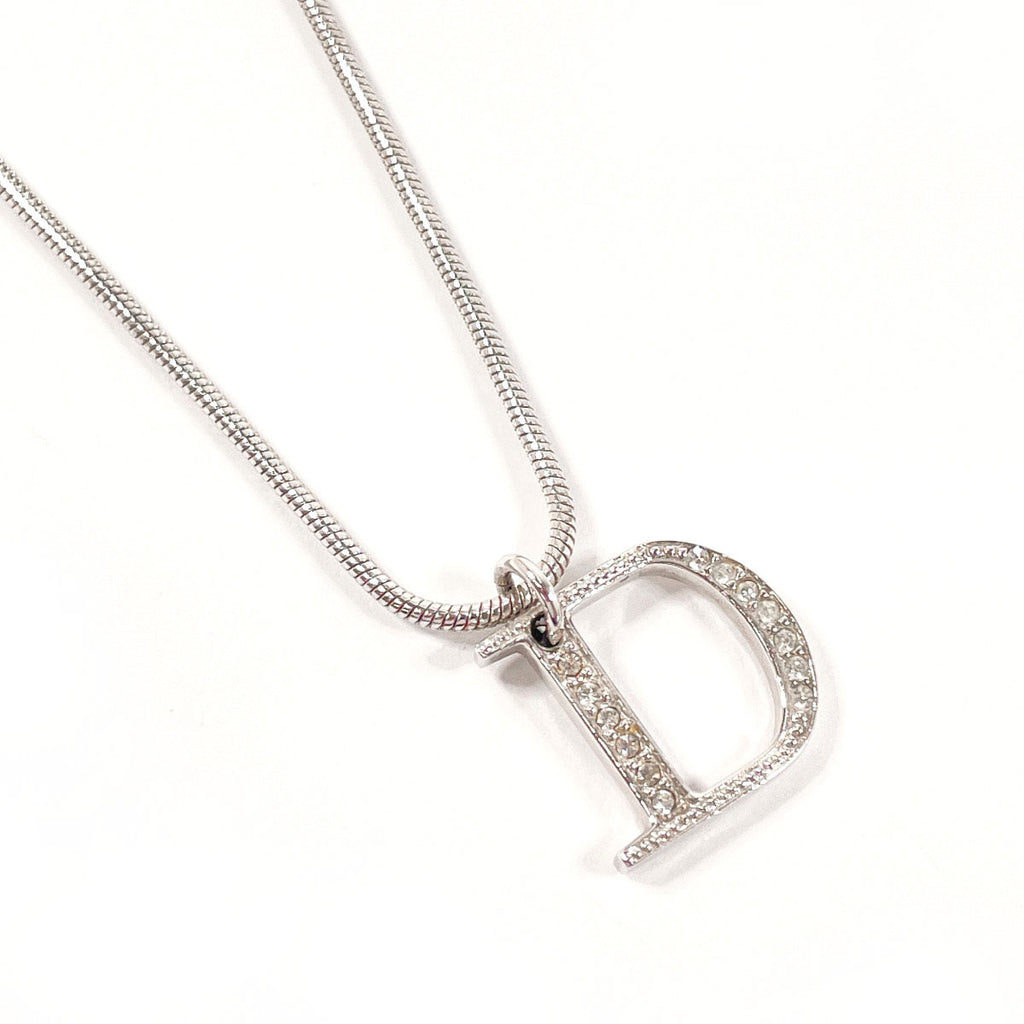 アクセサリー Christian Dior Logo silver necklace CHRISTIAN DIOR Metal Logo Necklace Silver 740906 | FASHIONPHILE