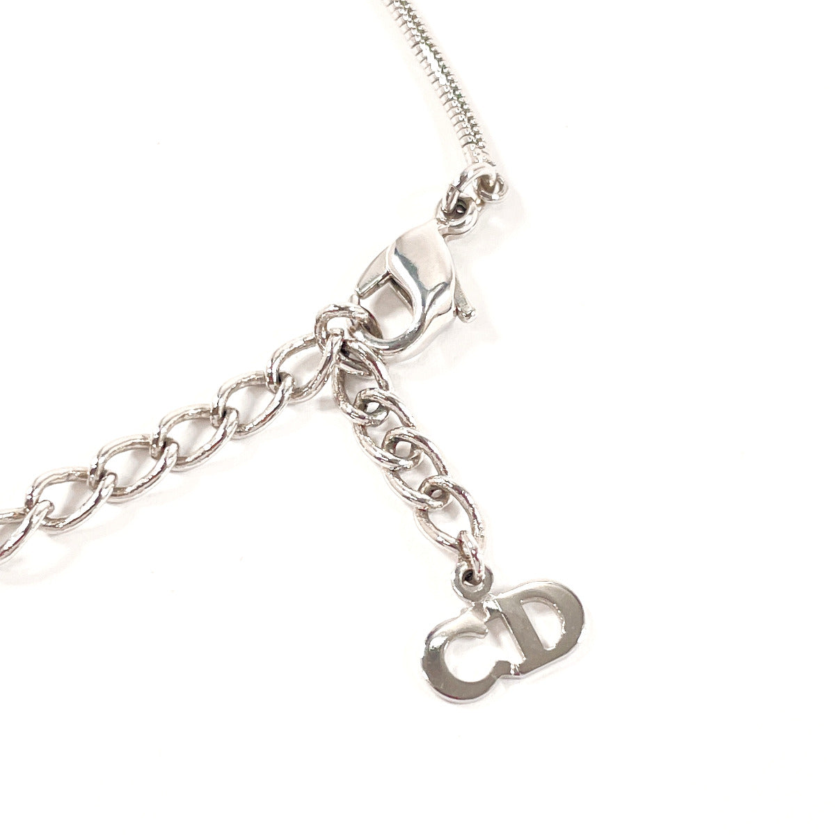 Christian Dior Necklace D logo metal/Rhinestone Silver Women