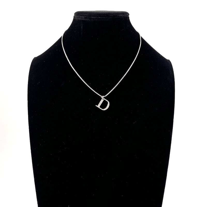 Christian Dior Necklace D logo metal/Rhinestone Silver Women