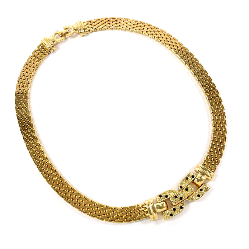 Christian Dior Necklace choker metal/Rhinestone gold Women Second hand