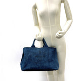 PRADA Tote Bag B2642B Canapa M 2WAY denim blue Women Second hand