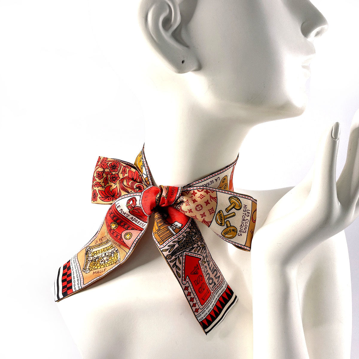 LOUIS VUITTON scarf M70856 Bandeau BB Ju de Louis silk Red Women