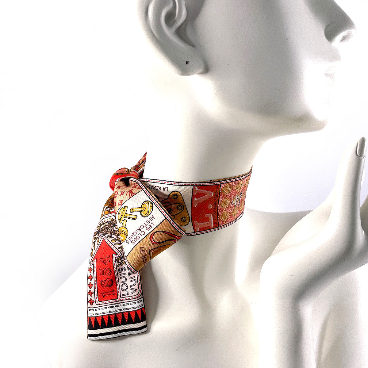 LOUIS VUITTON scarf M70856 Bandeau BB Ju de Louis silk Red Women