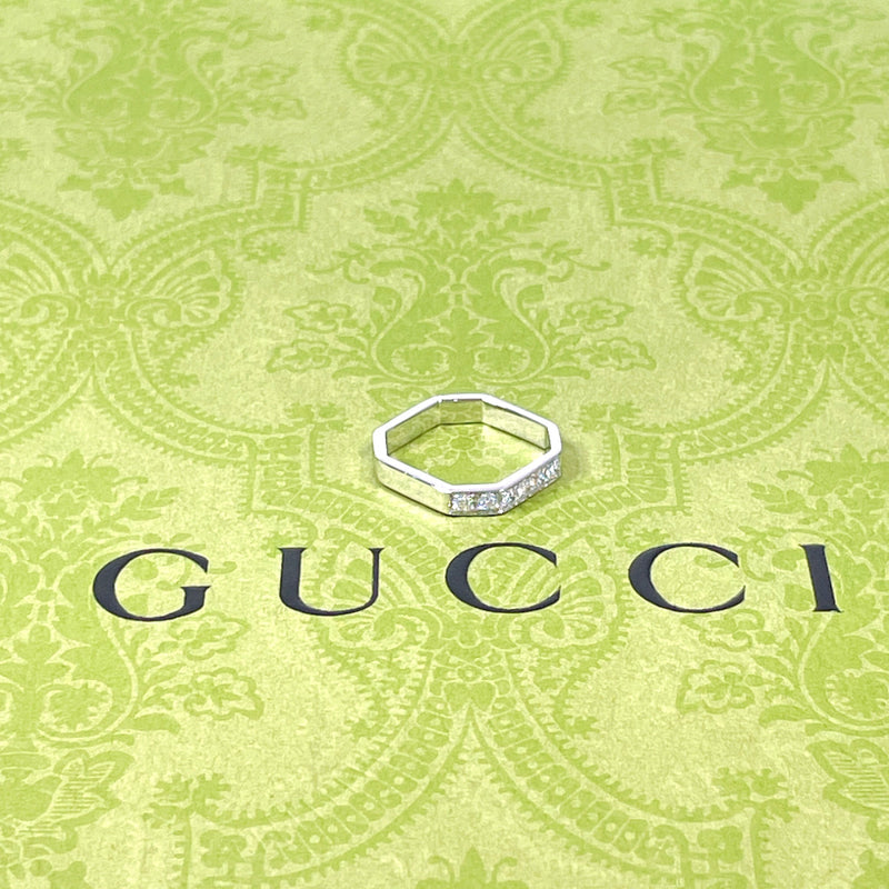 GUCCI Ring Octagonal K18 white gold/diamond #US 3 1/2 Silver Women Second hand