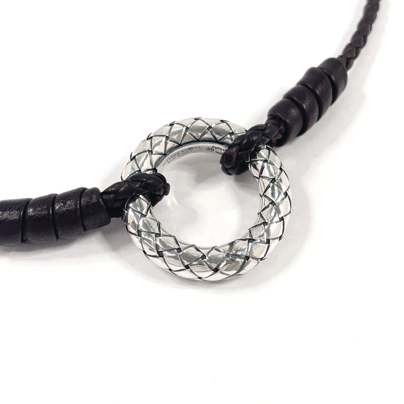 BOTTEGAVENETA Necklace Intrecciato Circle Silver925/leather Silver Silver unisex Second hand