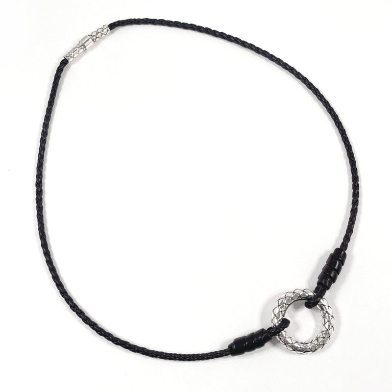 BOTTEGAVENETA Necklace Intrecciato Circle Silver925/leather Silver Silver unisex Second hand