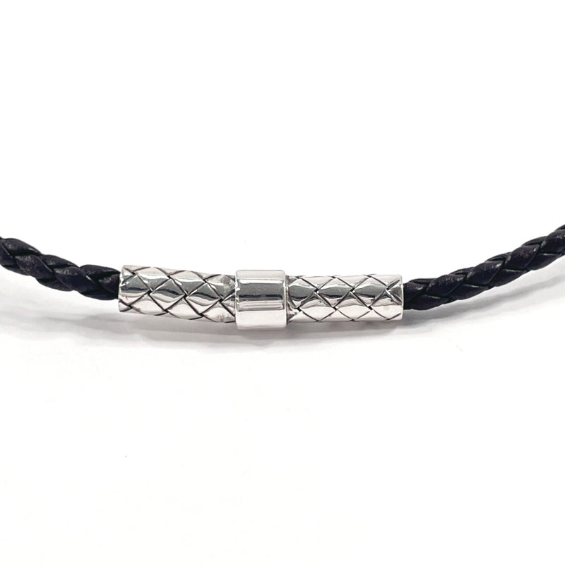 BOTTEGAVENETA Necklace Intrecciato Circle Silver925/leather Silver Silver unisex Second hand