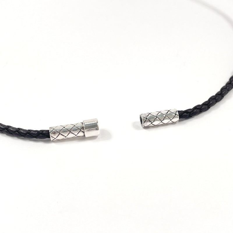 BOTTEGAVENETA Necklace Intrecciato Circle Silver925/leather Silver Silver unisex Second hand