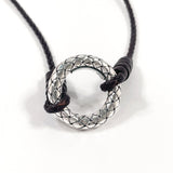 BOTTEGAVENETA Necklace Intrecciato Circle Silver925/leather Silver Silver unisex Second hand