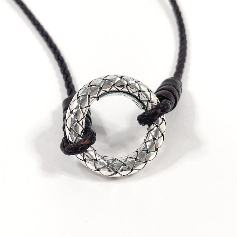 BOTTEGAVENETA Necklace Intrecciato Circle Silver925/leather Silver Silver unisex Second hand