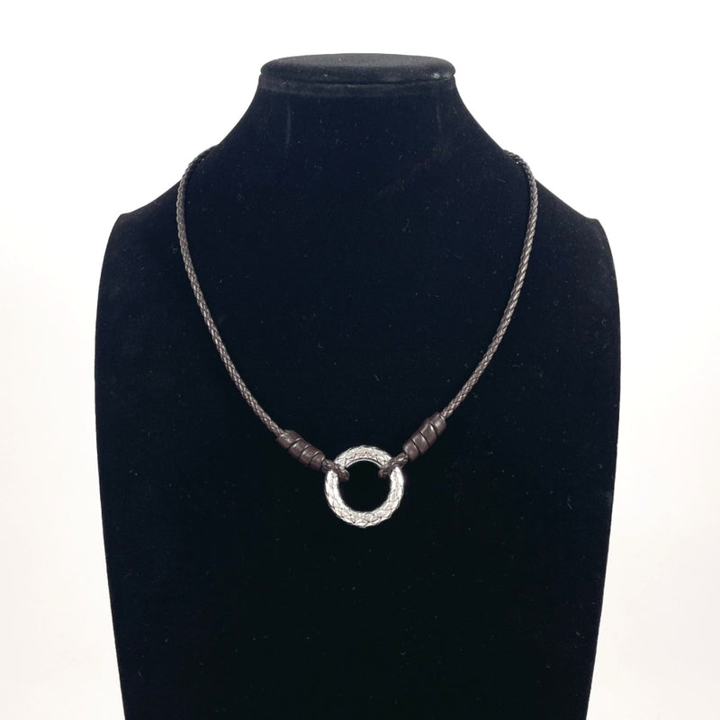 BOTTEGAVENETA Necklace Intrecciato Circle Silver925/leather Silver Silver unisex Second hand