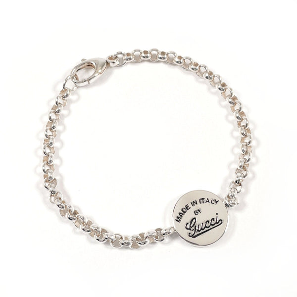 GUCCI bracelet Round plate Chain Silver925 Silver unisex Second hand
