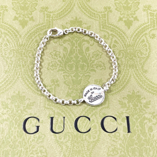 GUCCI bracelet Round plate Chain Silver925 Silver unisex Second hand