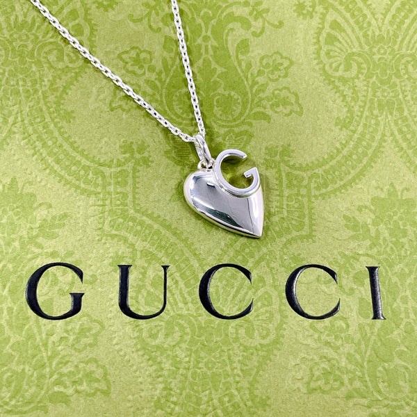 GUCCI Necklace 233963 J8400 8106 G logo heart Silver925 Silver Women Second hand
