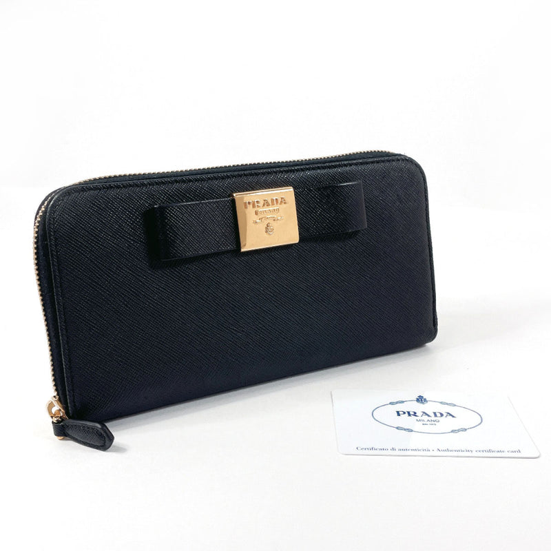 PRADA purse Safiano leather Black 230A Women Second hand