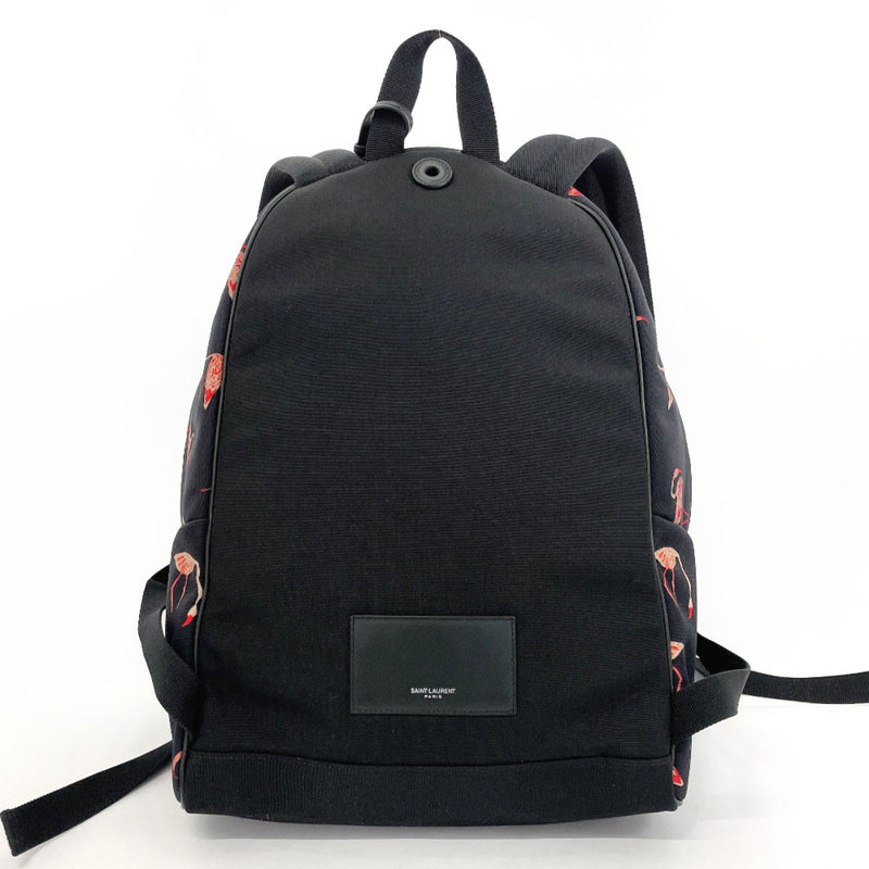 SAINT LAURENT PARIS Backpack Daypack Flamingo canvas/leather Black Women Second hand