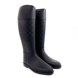 GUCCI Rain shoes GG rain boots rubber Black Women Second hand