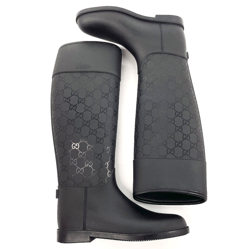 GUCCI Rain shoes GG rain boots rubber Black Women Second hand