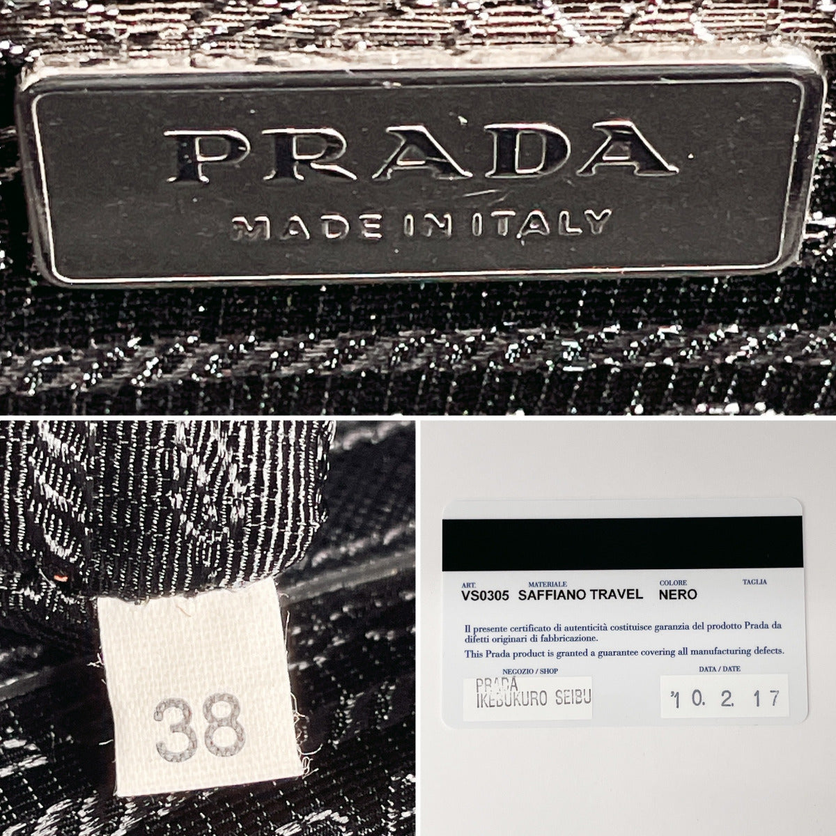 PRADA Business bag VS0305 Briefcase Safiano leather Black mens
