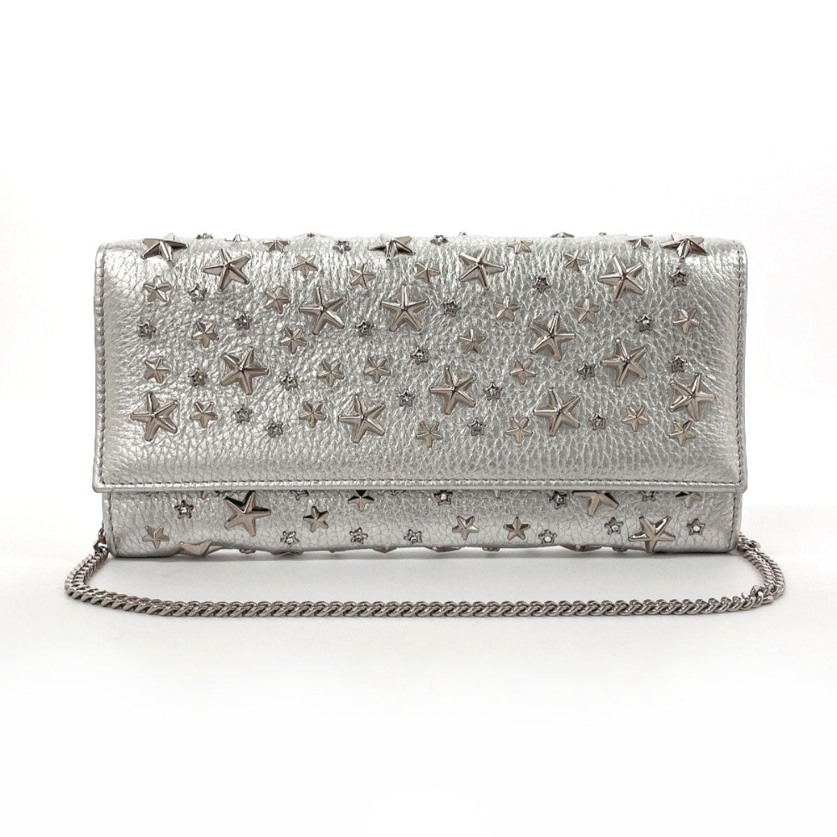 JIMMY CHOO purse Chain wallet Star studs leather Silver
