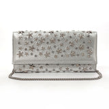 JIMMY CHOO purse Chain wallet Star studs leather Silver Women Second hand