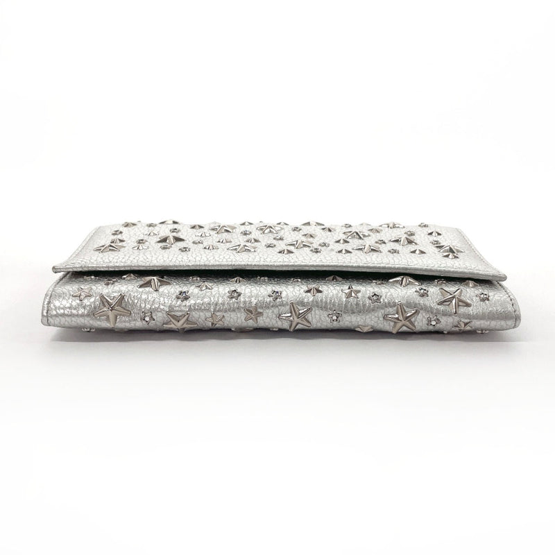 JIMMY CHOO purse Chain wallet Star studs leather Silver Women Second hand